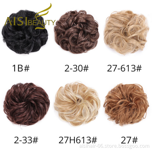 Aisi Beauty Popular Cheap Price Multi Color Synthetic Curly Messy Donut Chignon Bun Elastic Rope Rubber Band Hair Extension